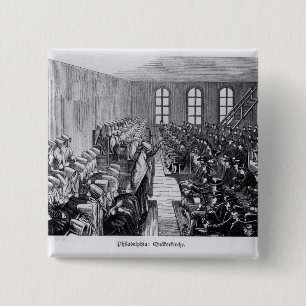 Quaker Meeting, Philadelphia 2 Inch Square Button