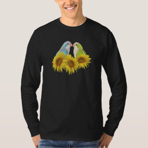 Quaker Parrot Blue Green Monk Parakeet Sunflower P T-Shirt