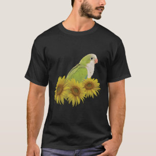 Quaker Parrot Green Monk Parakeet Sunflower T-Shirt