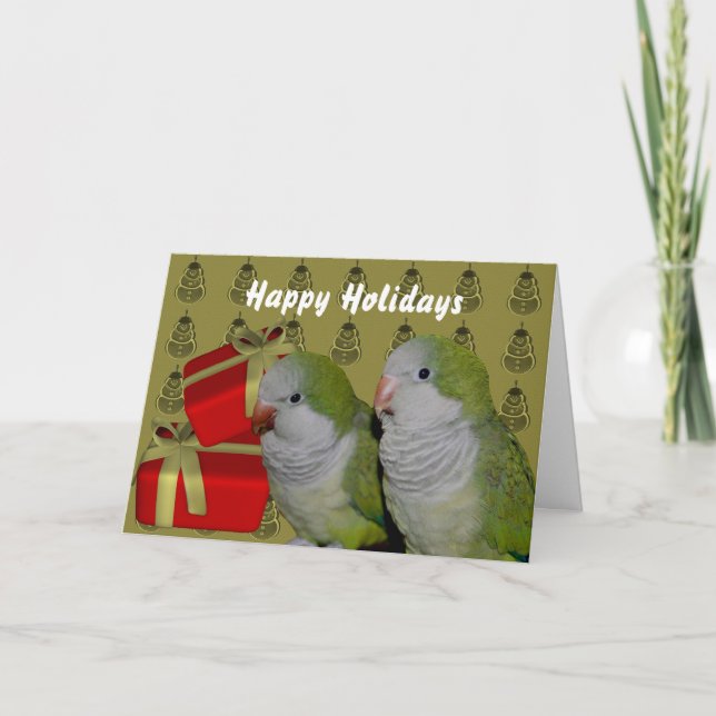 Quaker Parrot Parakeet Christmas Holiday Card (Front)
