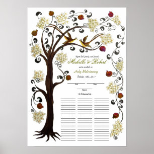 Quaker Wedding, 60 guests -Tree of Life, ivory Poster