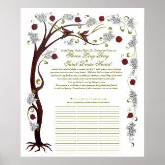 Quaker Wedding Tree of Life (60 guests) portrait Poster