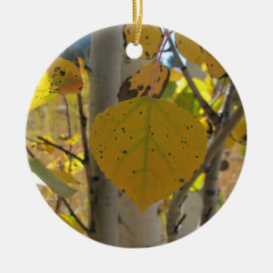Quaking Aspen Leaf Ceramic Ornament