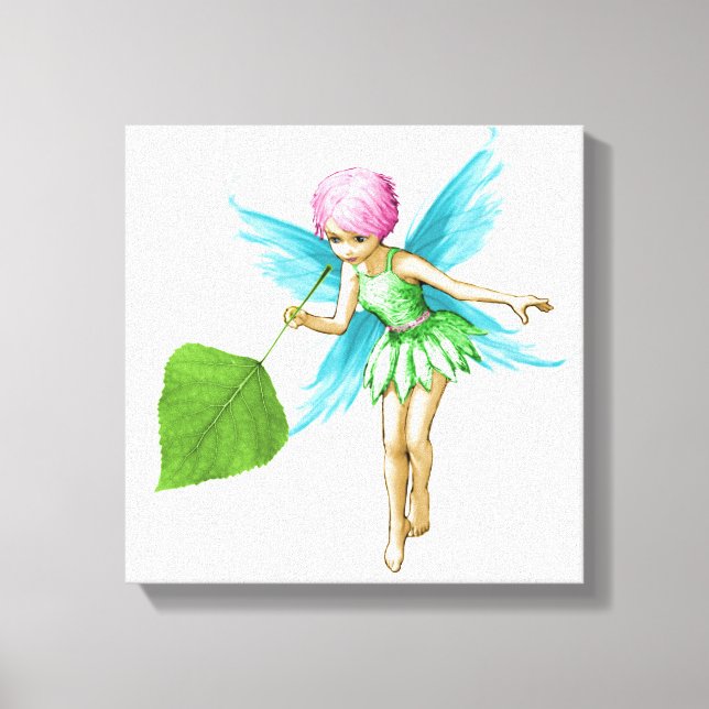 Quaking Aspen Tree Fairy Holding Leaf Canvas Print (Front)