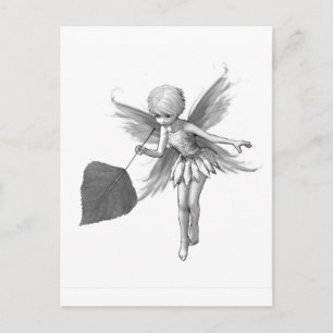 Quaking Aspen Tree Fairy with Leaf Postcard