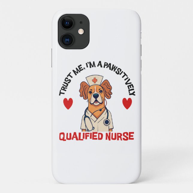 Qualified Nurse Pawsitively Case-Mate iPhone Case (Back)