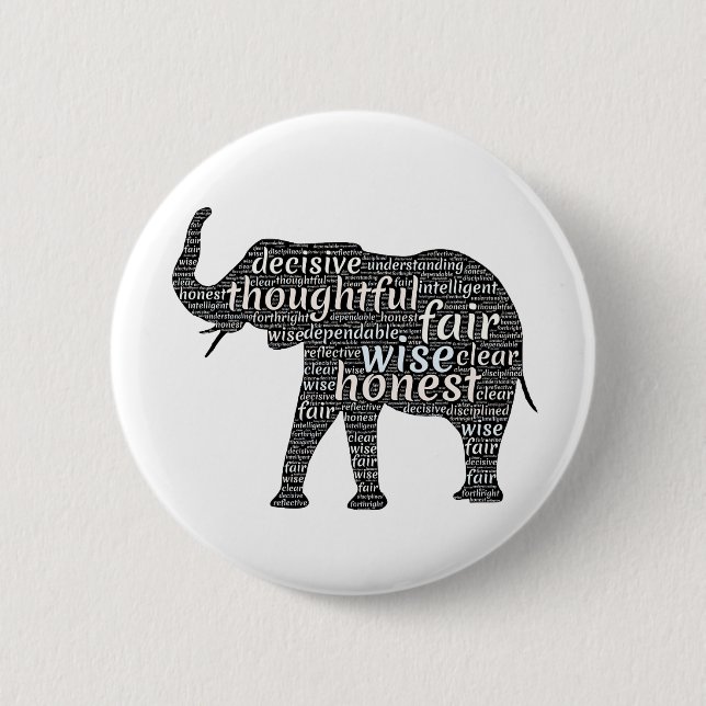 Qualities of an Elephant Word Cloud 2 Inch Round Button (Front)