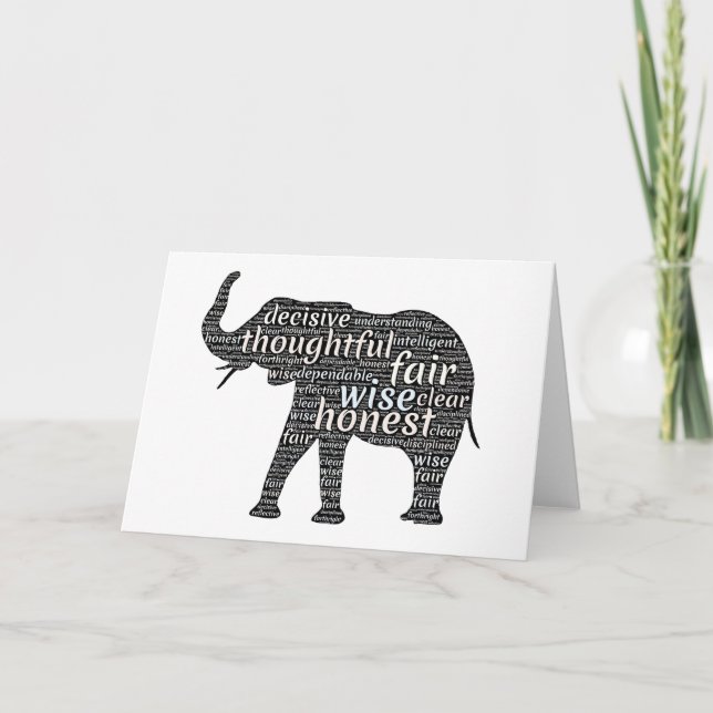Qualities of an Elephant Word Cloud Card (Front)