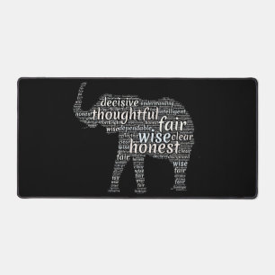 Qualities of an Elephant Word Cloud Desk Mat