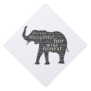 Qualities of an Elephant Word Cloud Graduation Cap Topper