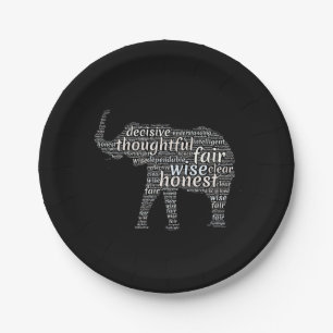 Qualities of an Elephant Word Cloud Paper Plate