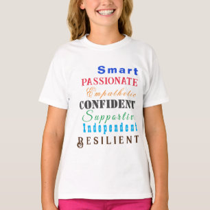 Qualities of Great Women Fun Colourful Girls' T-Shirt