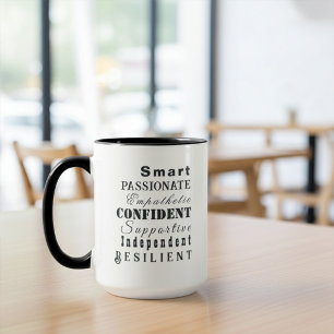 Qualities of Great Women, Modern Inspirational Mug