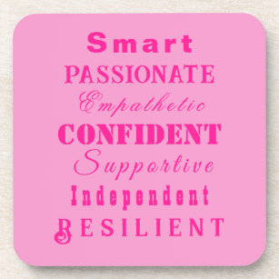 Qualities of Great Women Pink Coaster