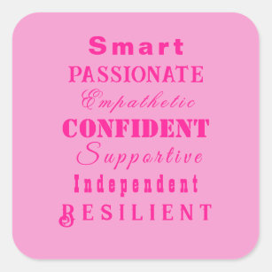 Qualities of Great Women Pink Square Sticker