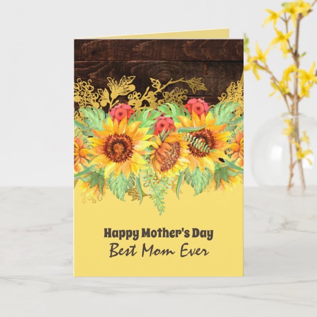 QUALITY Floral Mothers Day Cards Customizable (Yellow Flower)