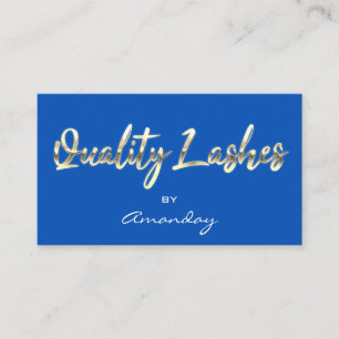 Quality Lashes Extension QRCode Logo Blue Gold Business Card