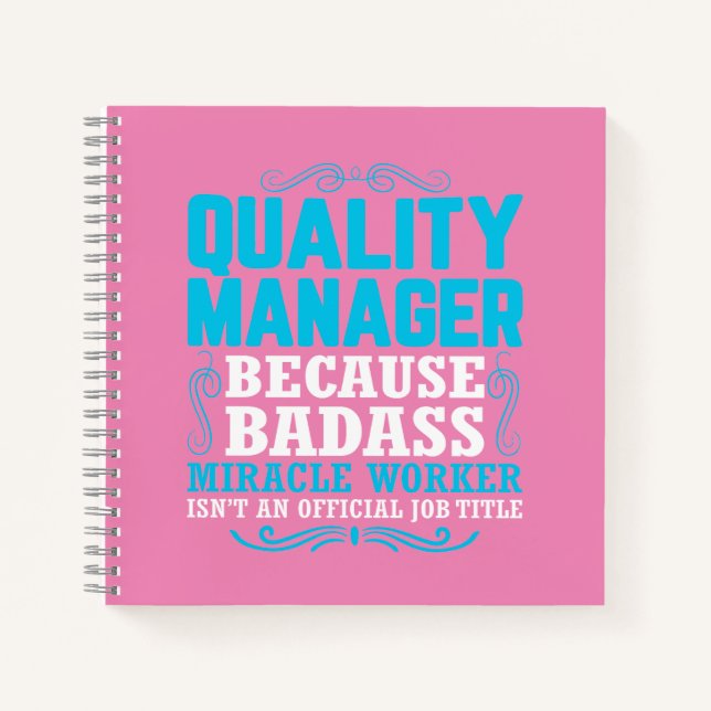 Quality Manager, Funny Quality Manager Quote Notebook (Front)
