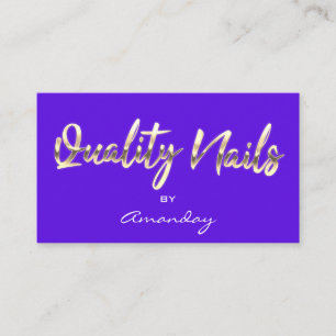 Quality Nails Script QR Code Logo Blue  Business Card