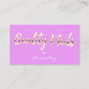 Quality Nails Script QR Code Logo Purple Pink Business Card