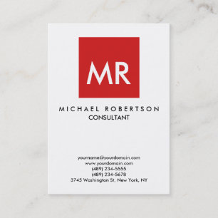 Quality Red White Monogram Elegant Unique Business Card