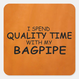 Quality Time Bagpipe Square Sticker