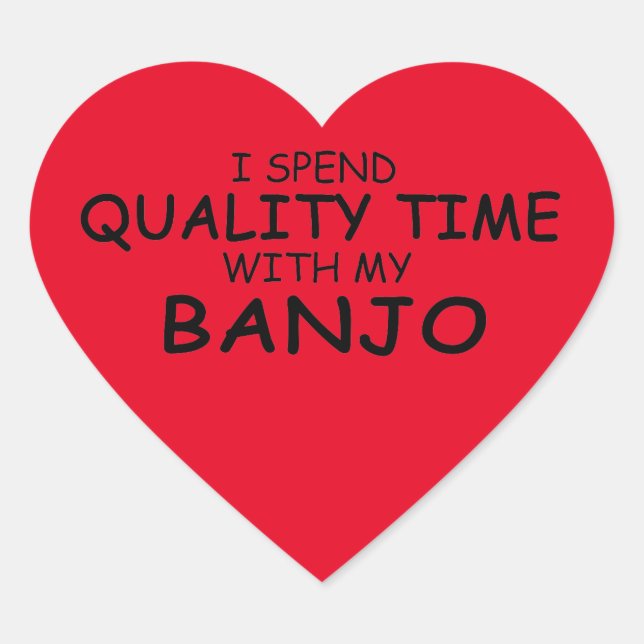 Quality Time Banjo Heart Sticker (Front)