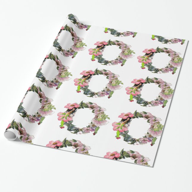 Quality Vintage Art Fairies and flowers gift wrap (Unrolled)