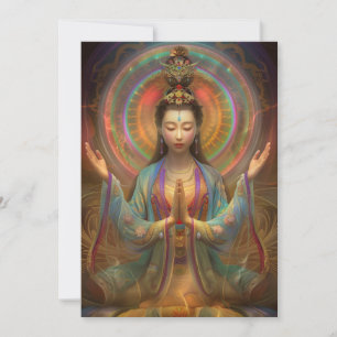 Quan Yin Colourful Psychedelic Goddess Art  Invitation