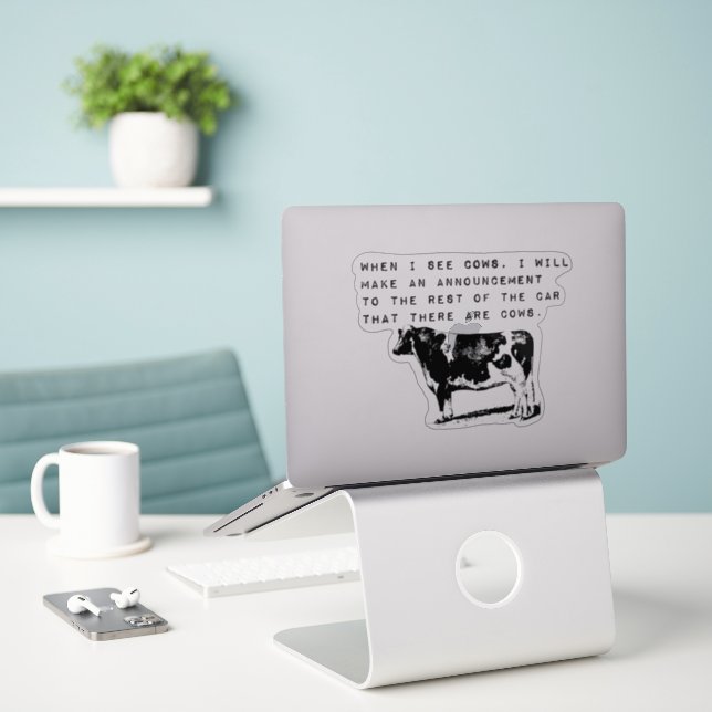 Quand Je Vois Des Vaches Sticker De Vinyle Coupé S (Ordinateur portable sur le bureau)