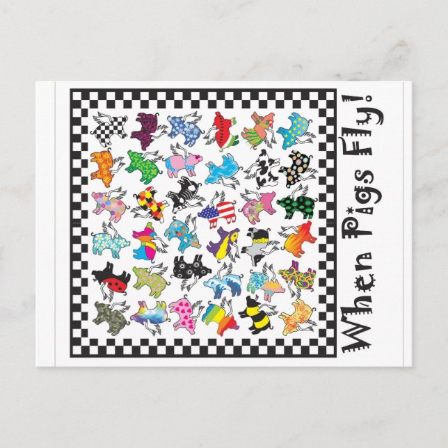 Quand les porcs volent carte postale (Devant)