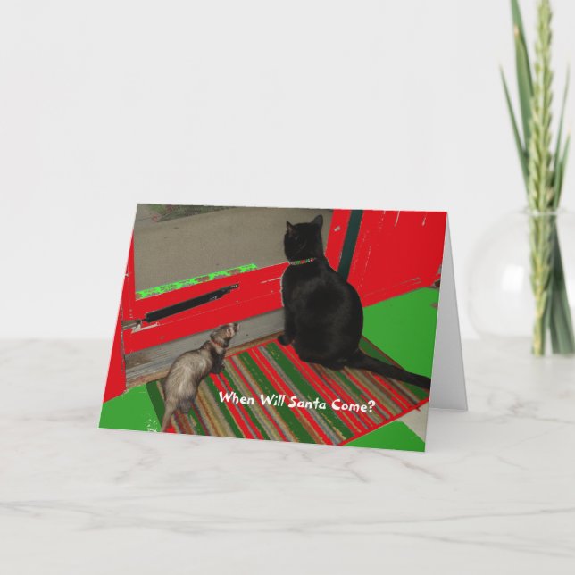 Quand Père Noël viendra-t-il ?  Carte de Noël (Devant)