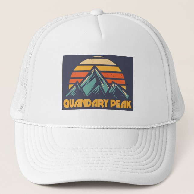 Quandary Peak Colorado Retro Turquoise Trucker Hat (Front)