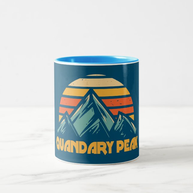 Quandary Peak Colorado Retro Turquoise Two-Tone Coffee Mug (Center)