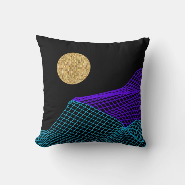 Quantum Abstract Space Purple Blue Black Gold  Throw Pillow (Front)