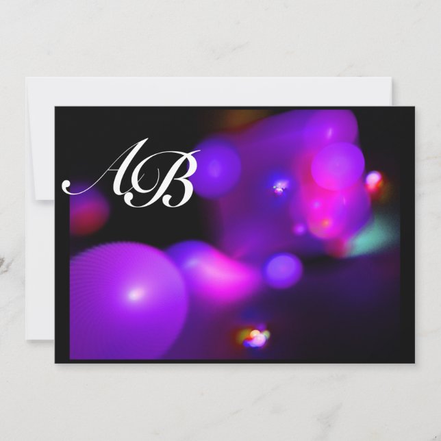 QUANTUM BUBBLE black pink purple fuchsia Invitation (Front)