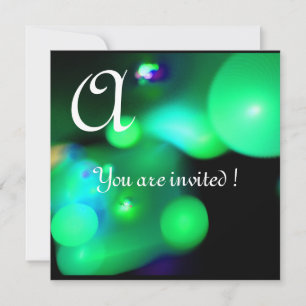 QUANTUM BUBBLE MONOGRAM green black Invitation
