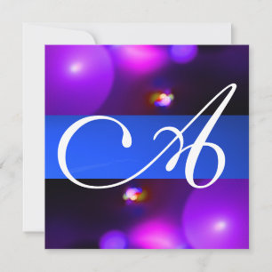 QUANTUM BUBBLE MONOGRAM purple blue Invitation