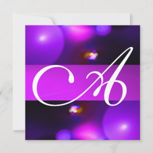 QUANTUM BUBBLE MONOGRAM  purple Invitation