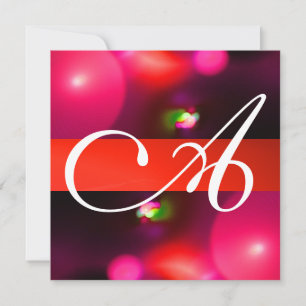 QUANTUM BUBBLE MONOGRAM red black pink Invitation