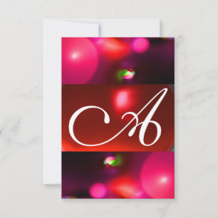 QUANTUM BUBBLE MONOGRAM red black pink rsvp Invitation