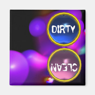 QUANTUM BUBBLES AND BLUE PINK GEMS Dirty Clean Magnet