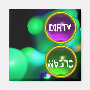 QUANTUM BUBBLES AND PURPLE GREEN GEMS Dirty Clean Magnet