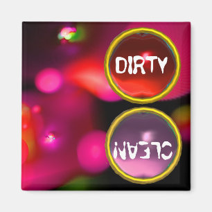 QUANTUM BUBBLES AND RED PINK GEMS Dirty Clean Magnet