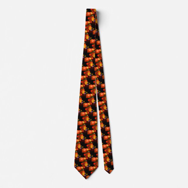 QUANTUM BUBBLES Black Orange Abstract Tie (Front)