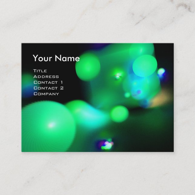 QUANTUM BUBBLES  MONOGRAM Vibrant green Business Card (Front)