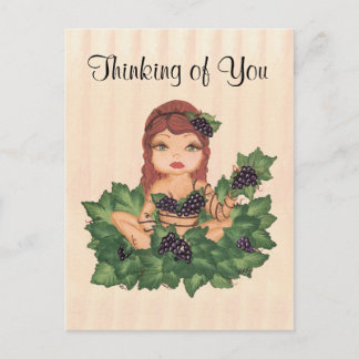 Quantum Cutie Grape Vine Girl Thinking of You Postcard