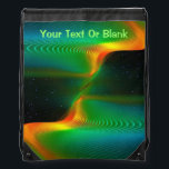 Quantum Entanglement Drawstring Bag<br><div class="desc">A blue, green and orange fractal image with stars in the background.</div>