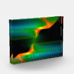 Quantum Entanglement Photo Block<br><div class="desc">A blue,  green and orange fractal image with stars in the background,  a representation of the physics phenomenon called quantum entanglement. Customize by adding your own text.</div>