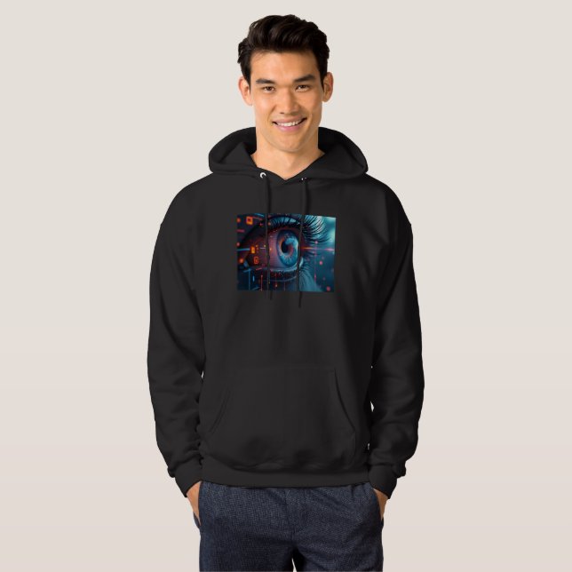 Quantum Eye men black hooded sweatshirt (Front Full)